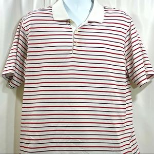 Adidas White Red Stripped Climalite Golf Polo L